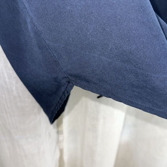 Free People L Navy Gold Metallic Banding Off Campus Button Down Long Sl Shirt - Picture 13 of 15
